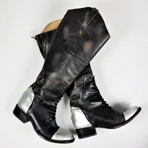 Freebird Sadle Boots Leather Black Silver Toe Heel